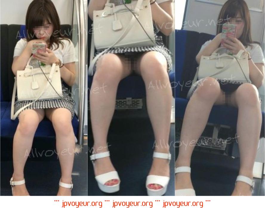 [電車対面パンチラ001] ミニワンピの極上女