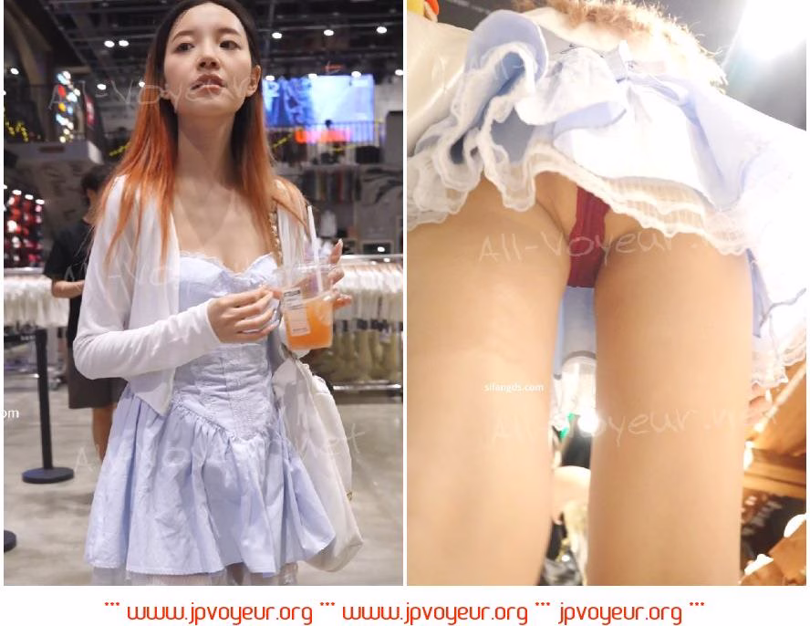 (BC-AA-502) レースのスカートをはいた女の子が買い物をしていました。スカートがめくれ上がり