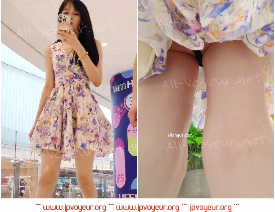 【CSCD】白いドレスと白いストッキングの女の子がスーパーマーケットで買い物をし、白い下着を着ています