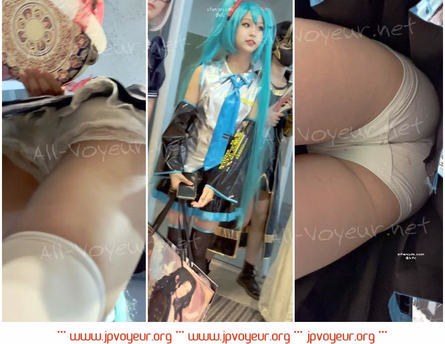 【KFC】初音ミクの可愛い女の子のコスプレ、可愛すぎてカメラマンに撮られちゃう、白下着