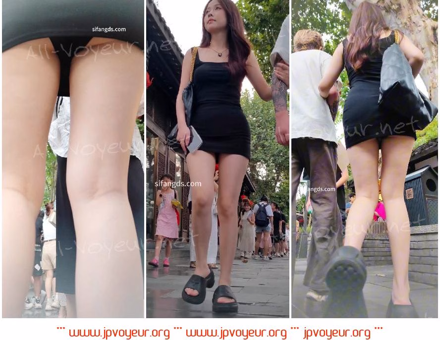 【CSCD】蓝色包臀裙肥臀美女和闺蜜逛街，肉色窄内