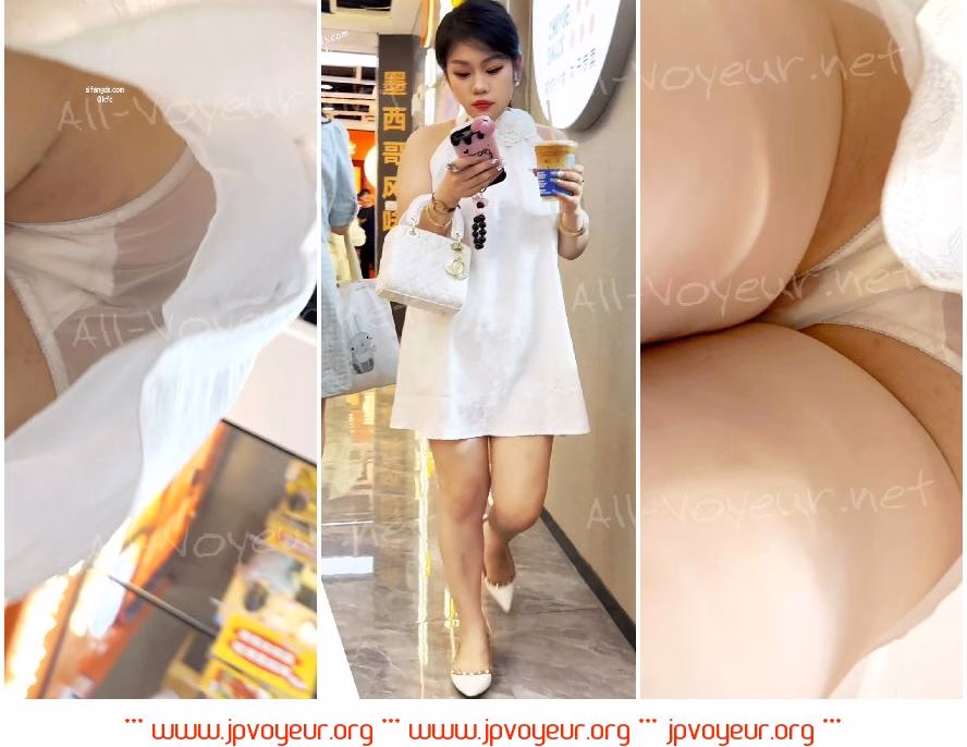【KFC】学生妹买奶茶 白色透内尿黄一块 伸进包臀裙中间CD
