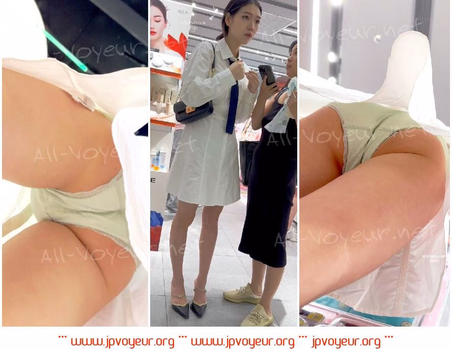 【KFC】镂空裙少妇逛街买奶茶。白色内内低角度前后CD