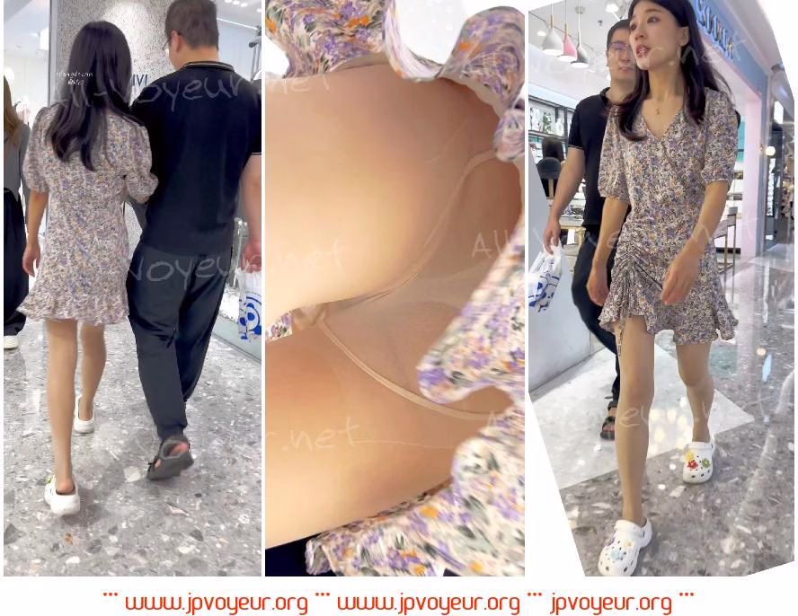 【KFC】镂空裙少妇逛街买奶茶。白色内内低角度前后CD